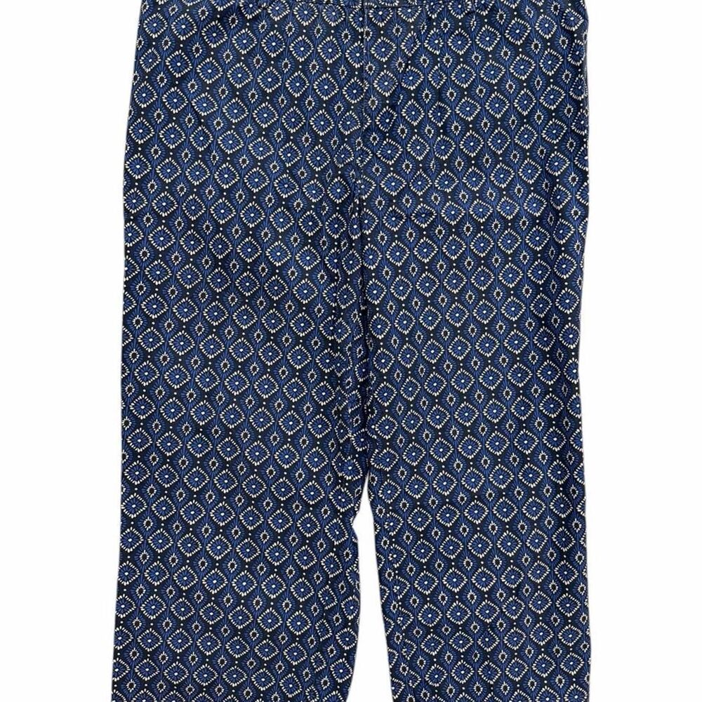 Jessica London Blue & White Diamond Print Capri Pants